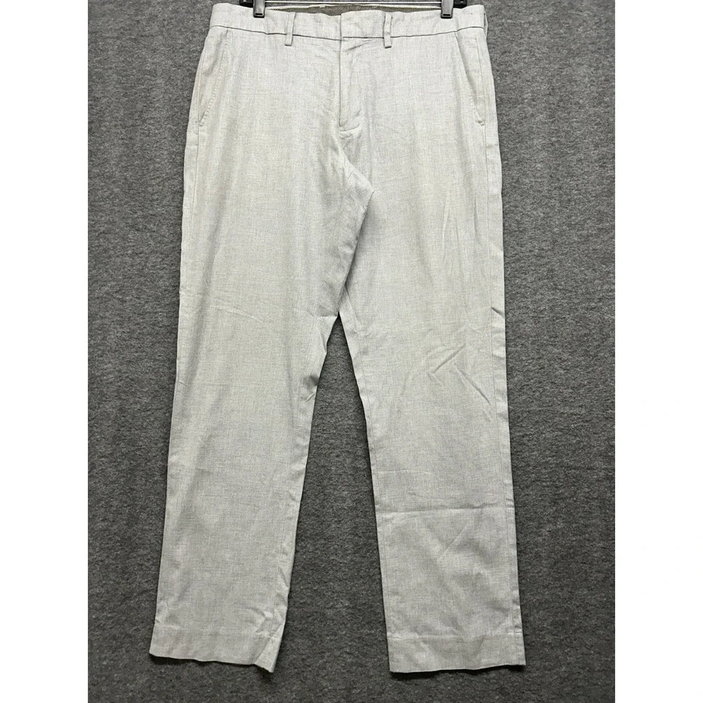 J Crew Bowery Dress Pants Men's Sz 33x32 Gray Cotton Slim‎ Fit Casual Preppy